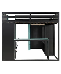 Streamdale Furniture L-Shaped Twin Gaming Bed Frame w/ Rgb, Usb, Tv Stand, Storage, Reversible