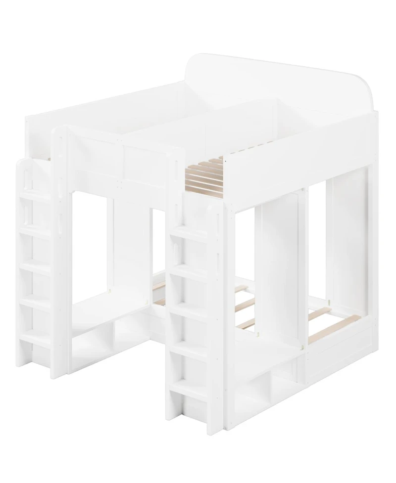 Streamdale Furniture Triple Bunk Bed with Storage Shelves and Hooks