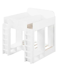 Streamdale Furniture Triple Bunk Bed with Storage Shelves and Hooks