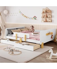 Streamdale Furniture Full Size Platform Bed with Storage, Solid Wood Frame, No Box Spring Needed