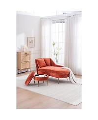 Streamdale Furniture 58" Indoor Chenille Chair with Left Armrest & Lumbar Pillow, Footstool Included.