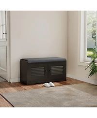 Streamdale Furniture Streamdale Shoe Storage Bench with 2 Door Cabinet and Cushion, Adjustable Shelves