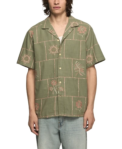Lucky Brand Men's Novelty Camp Collar Shirt