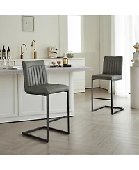 Streamdale Furniture Faux Leather Bar Stool with Tufted Backrest & Footrest