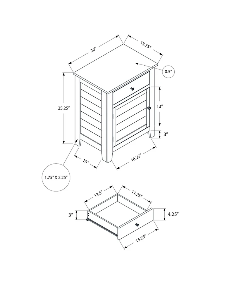 Streamdale Furniture Antique Blue Transitional Nightstand with Storage Drawer, 25" H