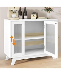 gaomon 36 Inch Sideboard Buffet, Decorative Cabinet with Fluted Glass Doors and Adjustable Shelves, Modern Coffee Bar for Kitchen, Dining Room