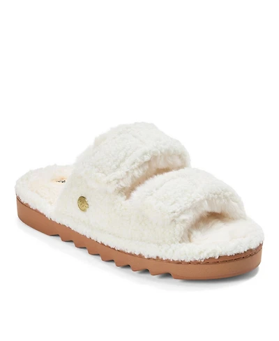 Dearfoams Women's Regina Teddy Double Band Slide Slipper