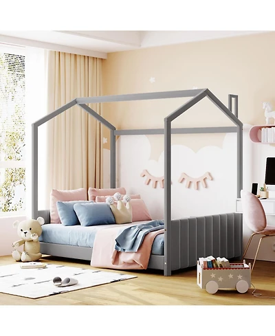 Streamdale Furniture Full Velvet House Bed Wood