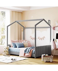 Streamdale Furniture Full Velvet House Bed Wood