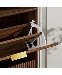 Streamdale Furniture Shoe Cabinet Storage with 2 Flip Drawers, Walnut, 31.6" L x 9.6" W x 40" H