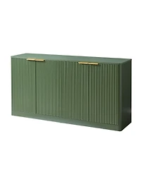 Streamdale Furniture 59-inch Modern Wavy Sideboard, Curved Contour 4-Door Storage Cabinet, Green