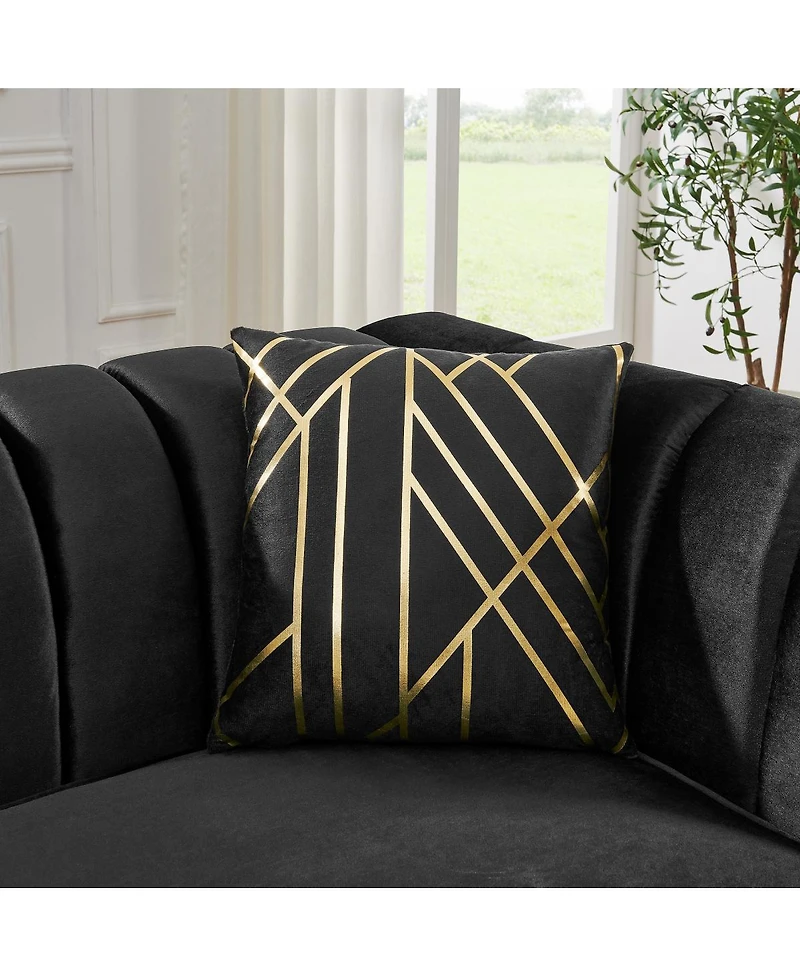 Streamdale Furniture Streamdale Luxurious Velvet Sofa with Geometric Gold Hardware & Metal Feet