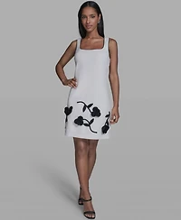 Karl Lagerfeld Paris Women's Contrast 3D Flowers A-Line Dress