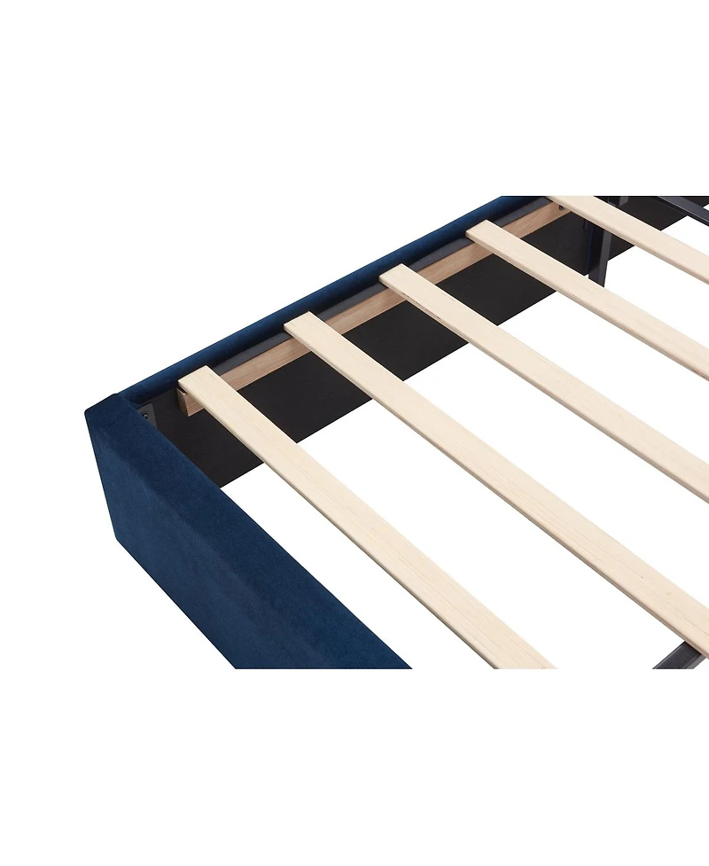 Streamdale Furniture Queen Velvet Bed Frame with Wingback Headboard, No Box Spring Needed