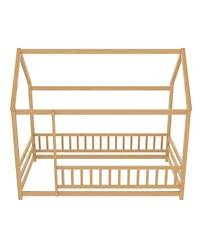 Streamdale Furniture Twin Size Floor Wooden Bed with House Roof Frame