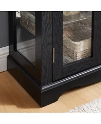 Streamdale Furniture Lighted Glass Curio Display Cabinet with Wood Frame