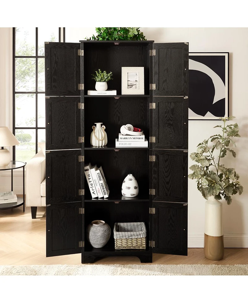Streamdale Storage Cabinet with 8 Doors and 4 Shelves, Black