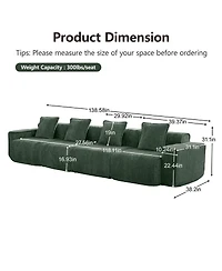 Streamdale Furniture Deep Seat Modular 4-Seat Boneless Sofa with French Edge Piping