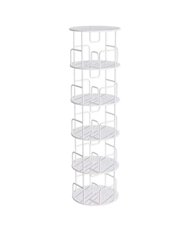 Streamdale Furniture Rotating Bookshelf Tower 5 Tier, Spinning 360 Bookcase, Narrow Tall Vertical Storage (White)