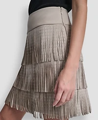 Dkny Women's Studded Fringe Mini Skirt