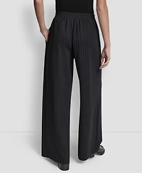 Dkny Women's Straight-Leg Pleated Pinstripe Pants