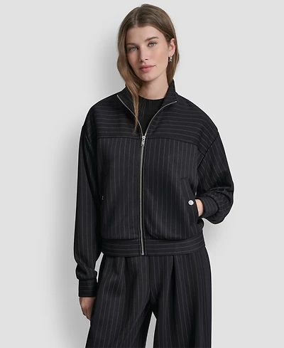 Dkny Women's Full-Zip Pinstripe Track Jacket
