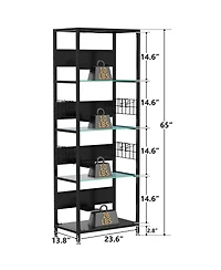 Streamdale Furniture 4-Tier Glass Display Shelf with Rgb Lights & Adjustable Storage