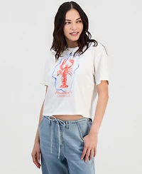 Rebellious One Juniors' Lobster Club Bow Graphic T-Shirt