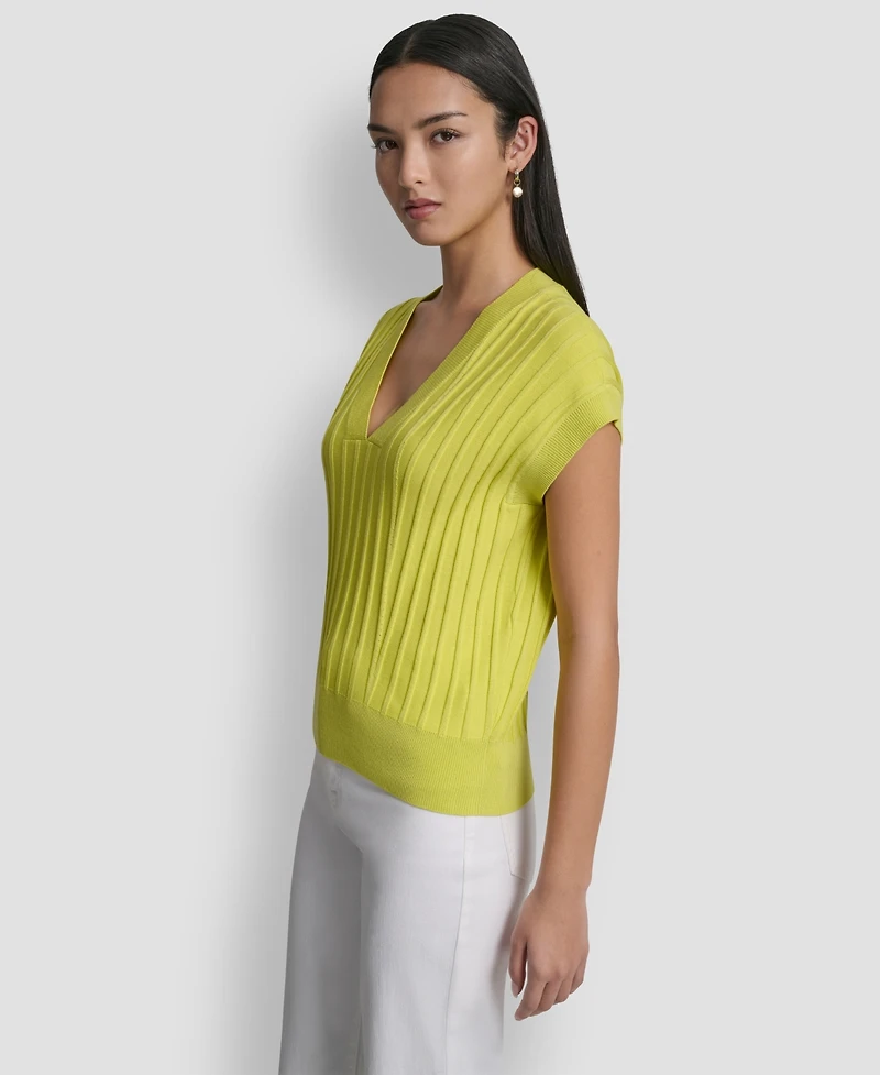 Dkny Women's Ribbed Short-Sleeve Sweater