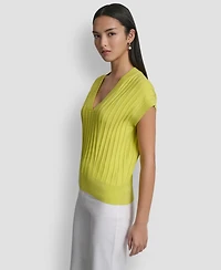 Dkny Women's Ribbed Short-Sleeve Sweater