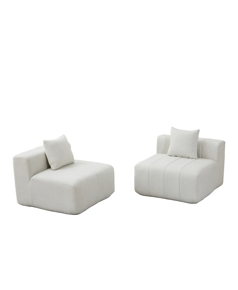 Streamdale Furniture Chenille Sectional Sofa with 2 Pillows, Symmetrical Modular for Living Room/Office