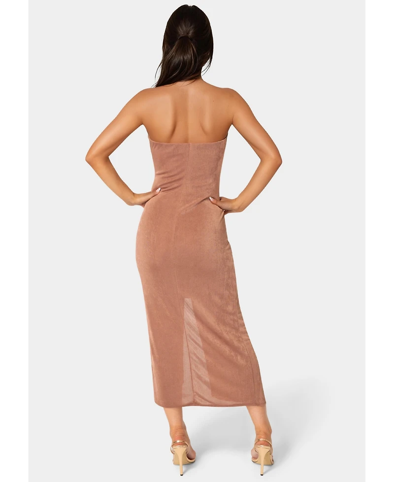 Bebe Women's Strapless Twist Waist Maxi Dress