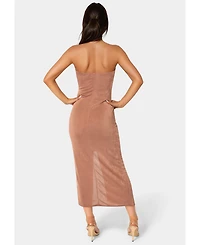 Bebe Women's Strapless Twist Waist Maxi Dress