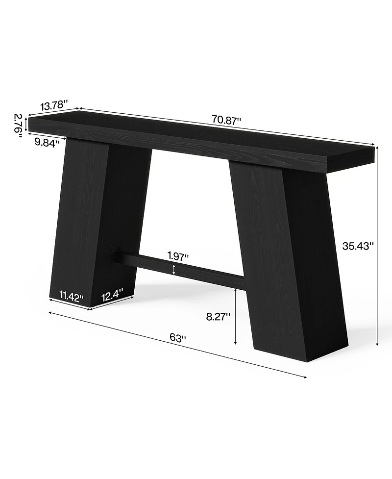Tribesigns 70.8-Inch Long Black Console Table for Entryway, Narrow Modern Sofa Table, Black