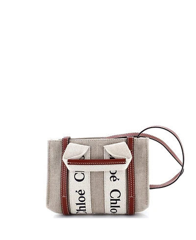 Pre-Owned Chloe Mini Woody Convertible Tote Canvas with Leather