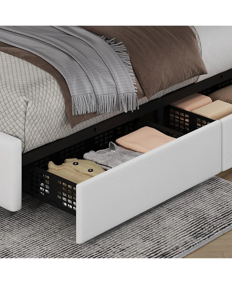 gaomon Upholstered Platform Bed Frame with 4 Drawers, Button Tufted Headboard/Footboard, Sturdy Metal Support, No Box Spring Required