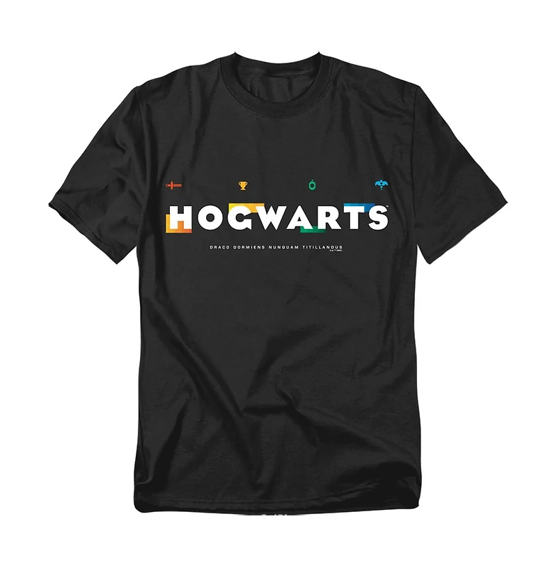 Harry Potter Men's Hogwarts with Tiny House Symbols T Shirt