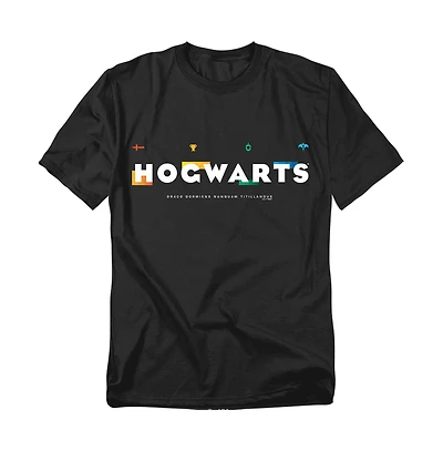 Harry Potter Men's Hogwarts with Tiny House Symbols T Shirt