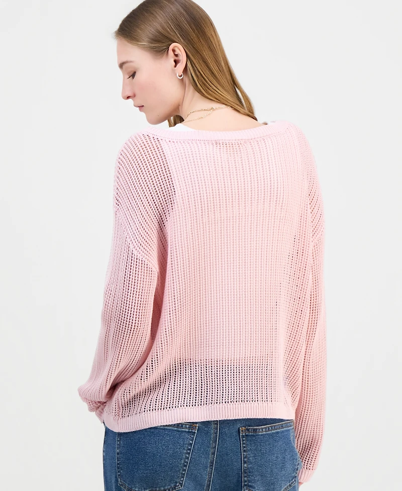 Ultra Flirt Juniors' Icon Open-Knit Sweater