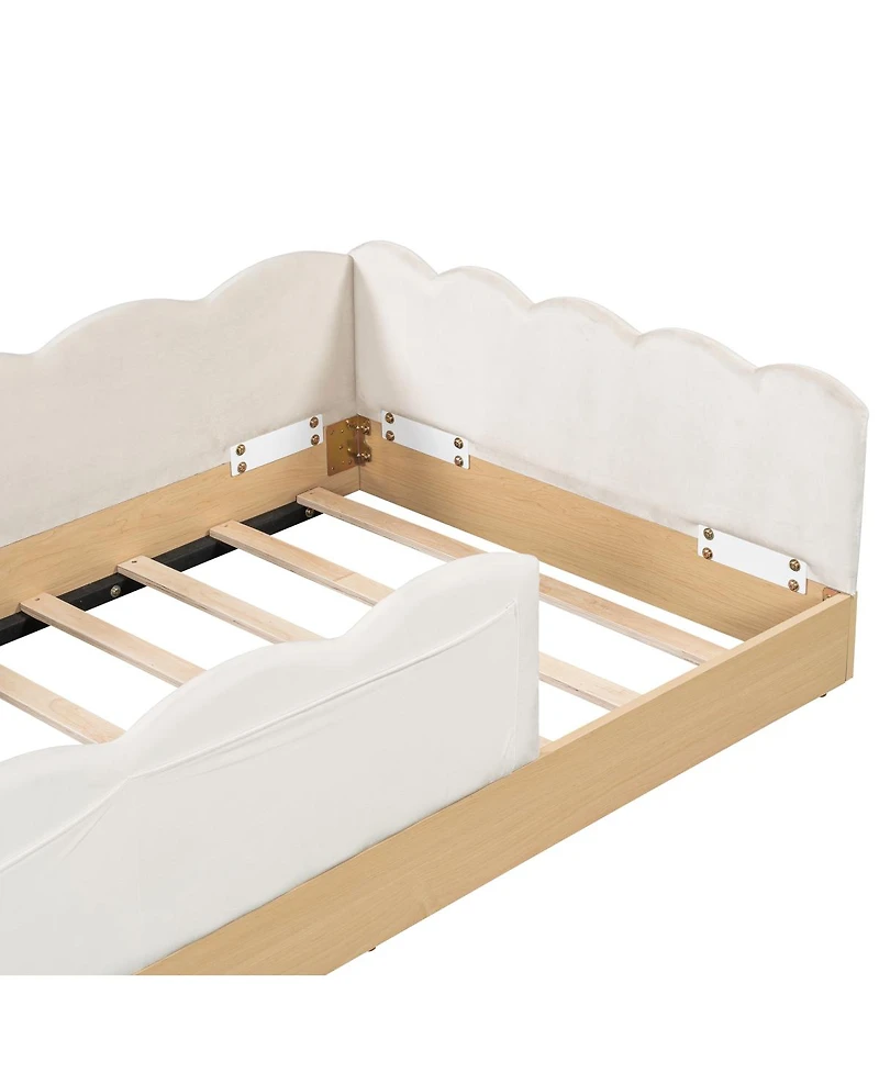 Streamdale Furniture Twin Size Upholstered Platform Bed with Pillows and Storage Bags