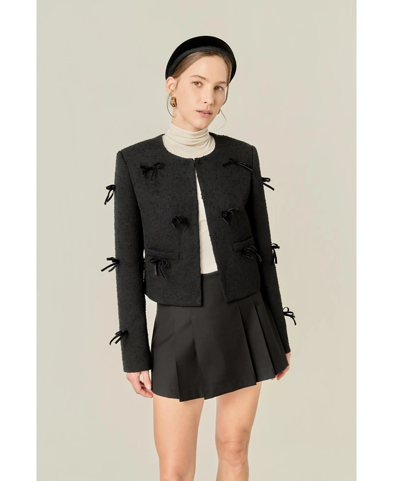 English Factory Women's Woven Bow Jacket