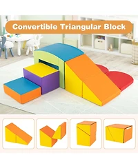 Costway 6 Pcs Multi-color Climb and Crawl Activity Playset with Tunnel Slide Stairs & Ramp