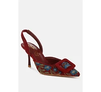 Miraya Embroidered Buckle Detail Stiletto Heels