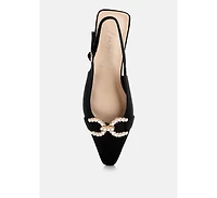 Salova Pearl-Studded Horsebit Flats