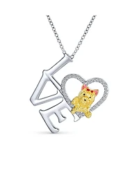 Bling Jewelry Animal Lover Heart Puppy Pet Dog Yorkie Pedant Necklace Gold Silver Plated