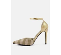 Nobles Womens Rhinestone Patterned Stiletto Sandals