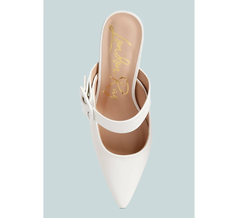 London Rag Womens Shein Star Slim Block Heel Mules