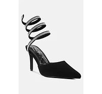 Womens elvira rhinestone embellished strap up sandals