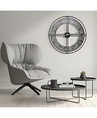 Sorbus Distressed Industrial Gray Oversized Round Metal Wall Clock