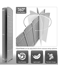 Sorbus 6 Panel Room Divider Panel - Extra Wide Double Hinged Panels - Folding Privacy Screens